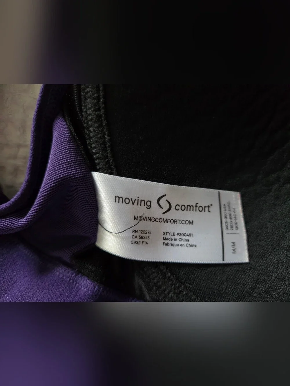 Moving Comfort Purple and Black Racerback Sports Bra